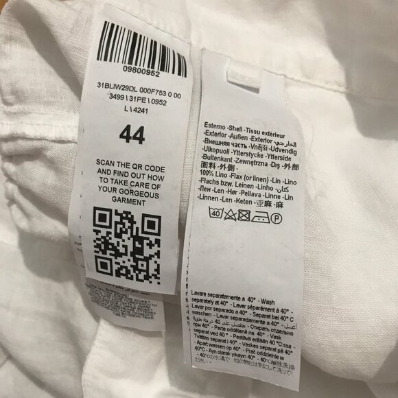 120% Lino Brand New White Linen Shorts Size Medium - Picture 5 of 6